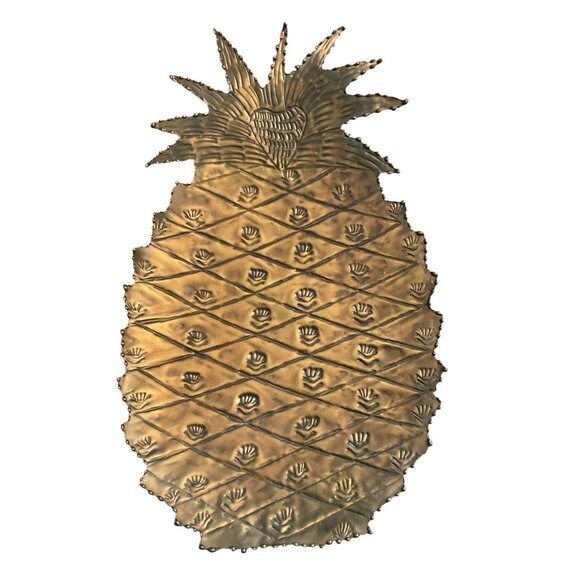Pineapple-Shaped Brass Platter Metal Design Decorative - Picture 7 of 9